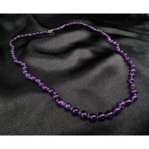 Vintage 1990s 14K RGE Signed Amethyst Beaded Necklace